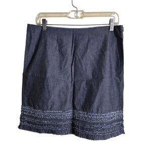Tommy Bahama Denim Two Palms Ruffle Chambray Skirt 100% Cotton Size 6